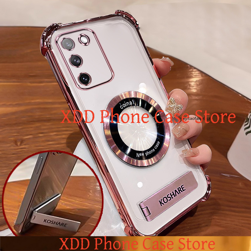 กันกระแทก Case สําหรับ Vivo V27E V27 Pro V29 Pro V29E ใหม่ TPU เคสโทรศัพท์ 3D เหล็กบาร์วงเล็บโปร่งใส High-end พร้อมถ้วยดูดแม่เหล็ก Softcase ฝาครอบ