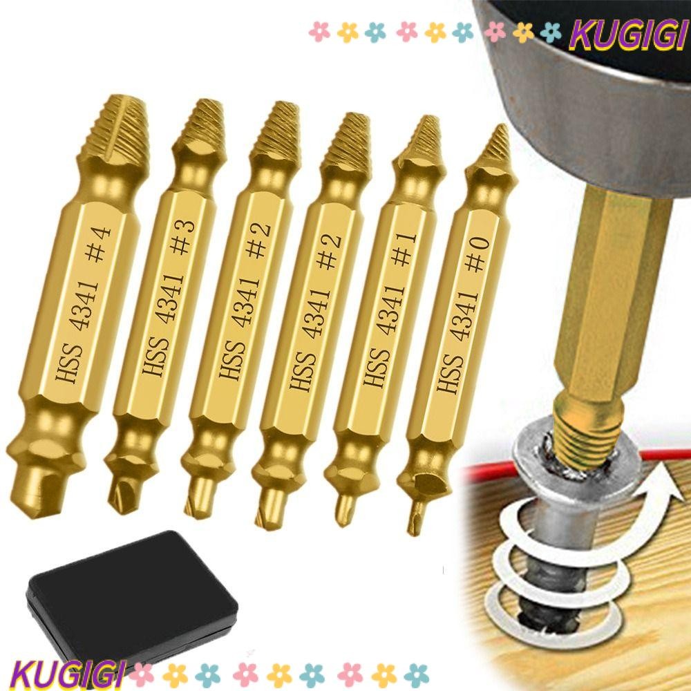 Kugigi 6PCS เสียหายสกรู Extractor,ได้อย่างง่ายดายถอดเครื่องมือรื้อถอนปลายเสียหาย,คุณภาพสูงทนทานProfessionalเจาะชุดบิตหักสกรูRemover