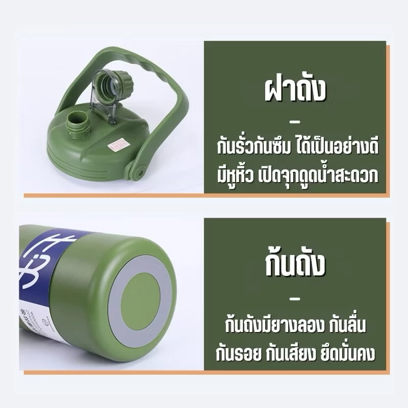 กระติกน้ำ เก็บอุณหภูมิ เก็บความเย็น ขนาด2000/2500ML แก้วอุณหภูมิความร้อน เย็นขนาดใหญ่ สแตนเลส304 พร้อมหูหิ้ว+หลอด ขวดน้ำ thumbnail 7