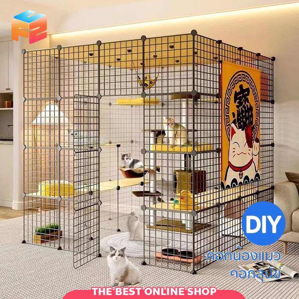 COD กรงแมวขนาดใหญ่ DIY รั้วกั้นสุนัข คอกกรงสัตว์เลี้ยง ประกอบง่าย ทนทาน จัดเก็บสะดวก