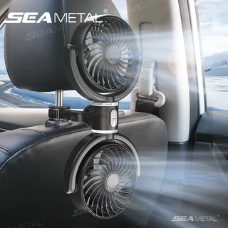 SEAMETAL พัดลมติดรถยนต์ สองหัว ปรับหมุนได้ 360 องศา พัดลมUSB ความเร็วลม 3 ระดับ ลมแรง พัดลมไร้เสียง