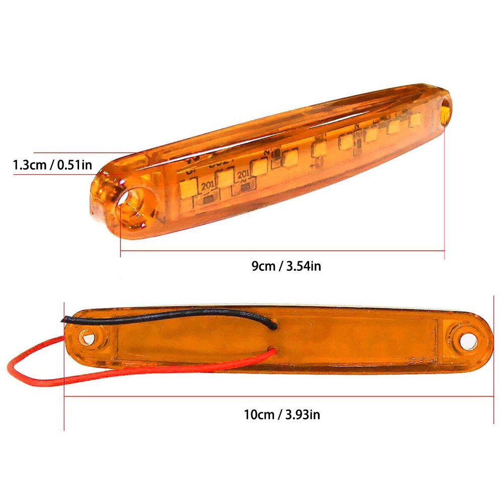 หลอดไฟเตือน LED 9 ดวง, 12-24v, กันน้ำ, หลากสี, สำหรับรถบรรทุก, รถตู้, รถพ่วง, การติดตั้งด้านข้างรถบัส - รูปที่ 6