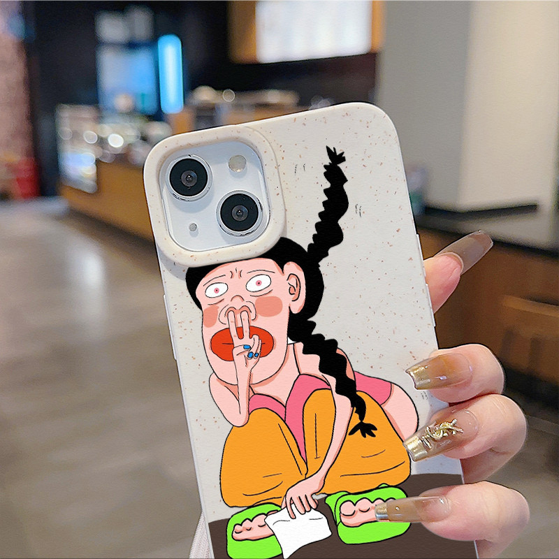 🦢สำหรับ iPhone 11 13 For เคสไอโฟน 14 15 12 Pro Max X XS XR 6 7 8 Plus 12 13 MINI ผู้หญิงนั่งยองๆ ตลกๆ รุ่น เคส Funny - รูปที่ 2