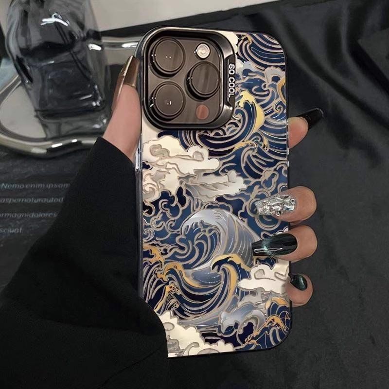 เคสคลื่นทะเลสําหรับ iPhone 16 15 14 13 12 11 Pro Max XS XR 7 8 Plus ฝาครอบกันกระแทกปลอกป้องกันการตก