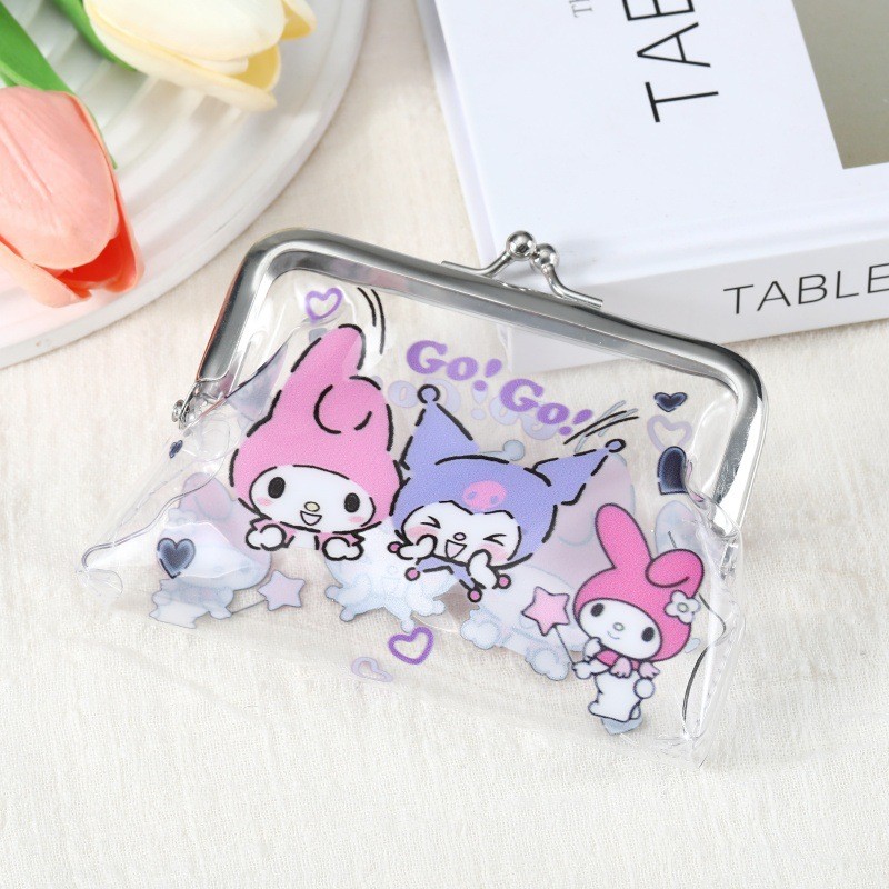 Yadou Sanrio กระเป๋าใส่เหรียญใสพิมพ์ลาย KT การ์ตูนน่ารักสําหรับเด็ก