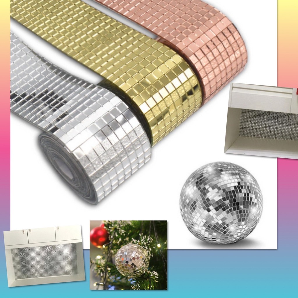 🐱 เทป กระจก โมเสก กระจก มีกาวในตัว ยาว 1 เมตร สติ๊กเกอร์ ตกแต่งพื้น ติดผนัง กำแพง เฟอร์นิเจอร์ รถยนต์ DIY 🐱