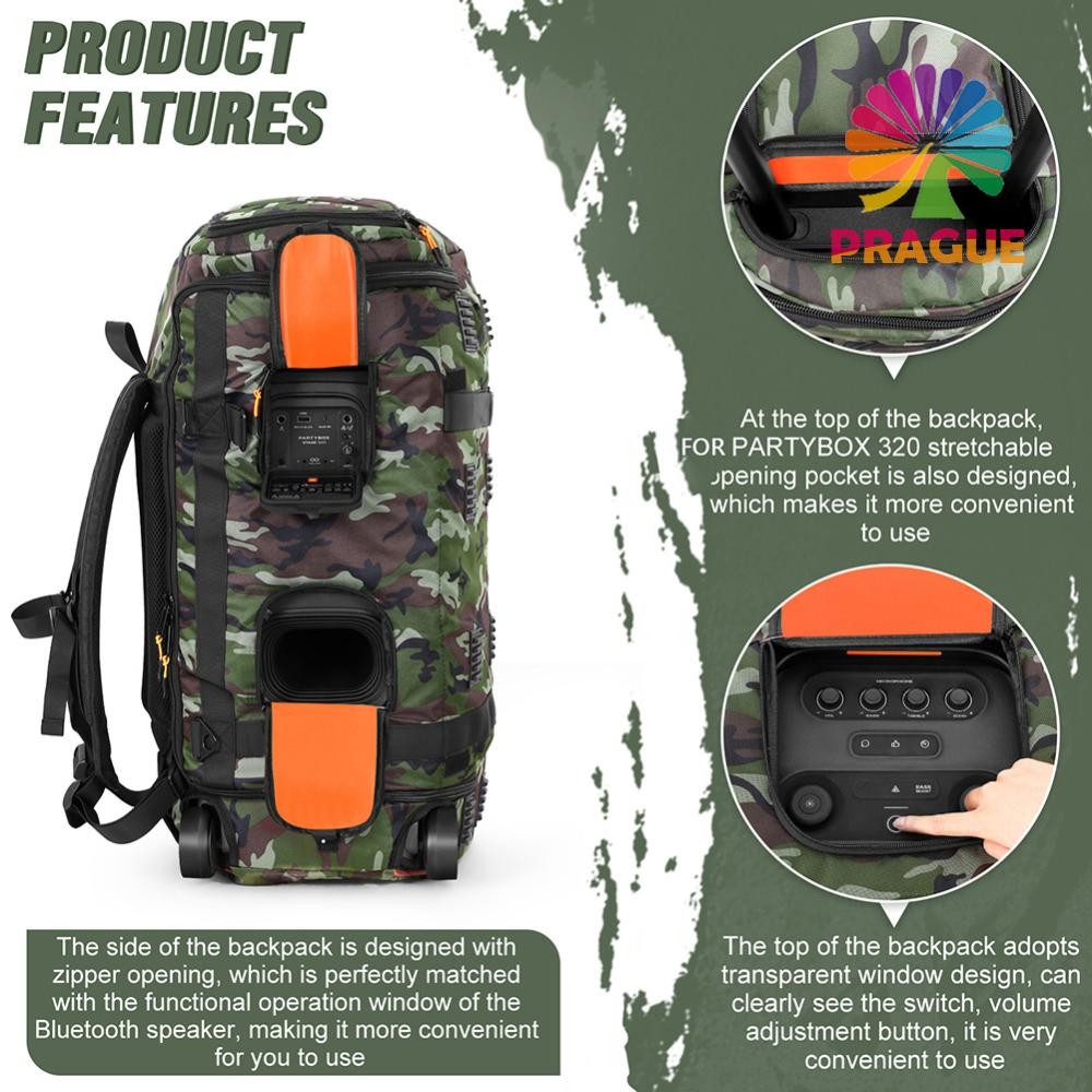 กระเป๋าลําโพง กระเป๋าเดินทางสําหรับ JBL Partybox Stage 320 BT Speaker Carry Tote Bag Backpack Storage Bag [page.th]