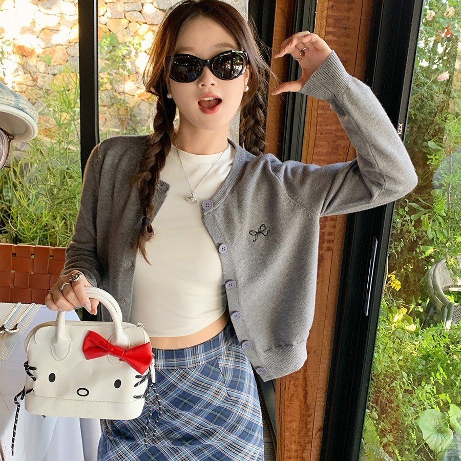 GAKKI เสื้อคาร์ดิแกนผู้หญิง เสื้อสเวตเตอร์ถักแขนยาวผู้หญิง พร้อมส่ง รุ่น 3160# – โปรปัง