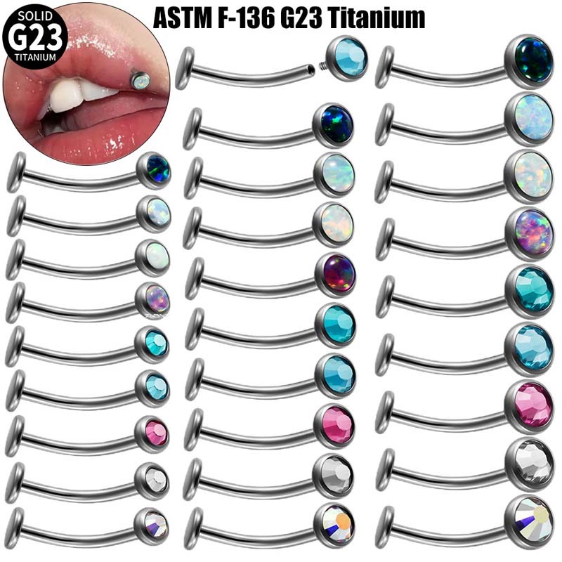 1 ชิ้น G23 แหวนปุ่มท้องไทเทเนียมด้ายภายในเจาะสะดือสด 16Gauge Hypoallergenic