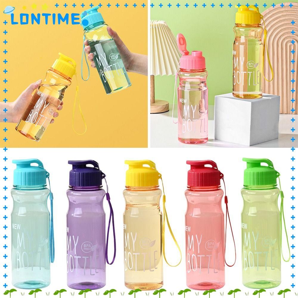 Lontime 550ml ขวดน้ําแบบพกพาหลายสีกลางแจ้งพลาสติก