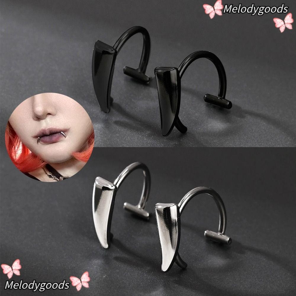 Melodgแหวนปากปลอม,แวมไพร์fangรูปร่างnon-piercingไม่เจาะเครื่องประดับ,อุปกรณ์เสริมpunkสแตนเลสปลอมlabretเจาะlip Stud Bodyเครื่องประดับ