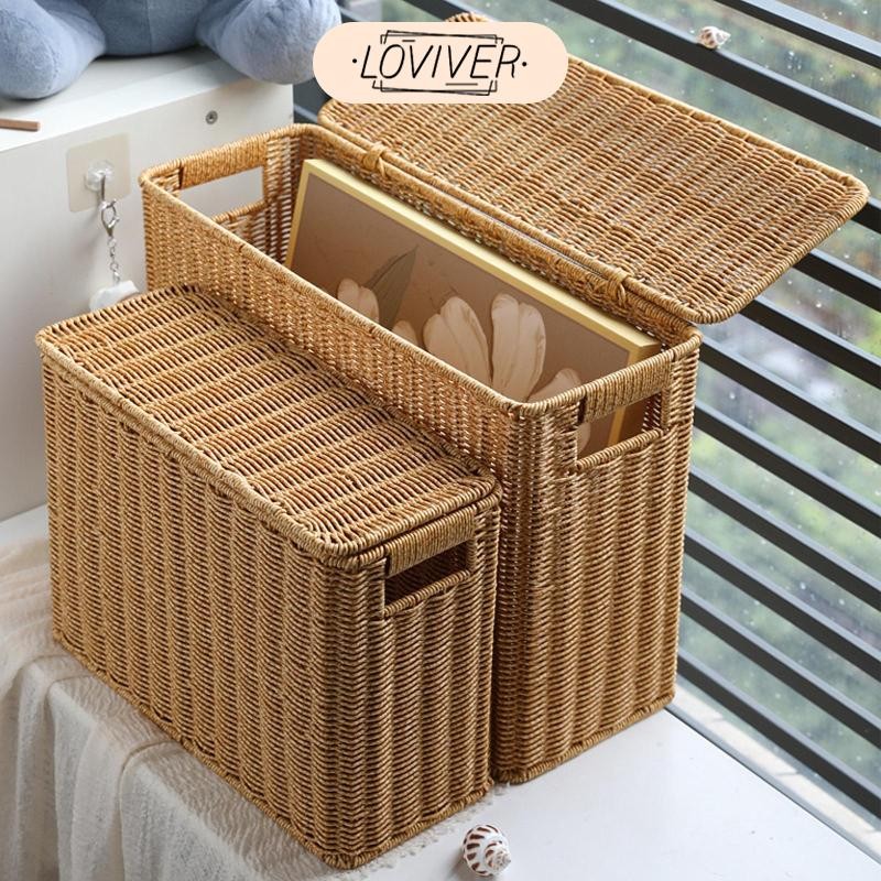 LOVIVER กล่องเก็บของแคบและสูงถังตะกร้าแคบผู้ถือหนังสือพิมพ์มัลติฟังก์ชั่
