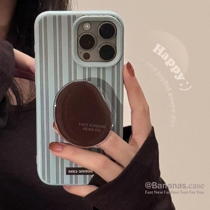 Iphone 16 15 14 13 12 11 Pro Max X Xr Xs Max 7 8 6 6s Plus เคสโทรศัพท์แฟชั่นน่ารักลายสีฟ้าและสีขาว + ขาตั้งฝาหลังแบบนุ่ม