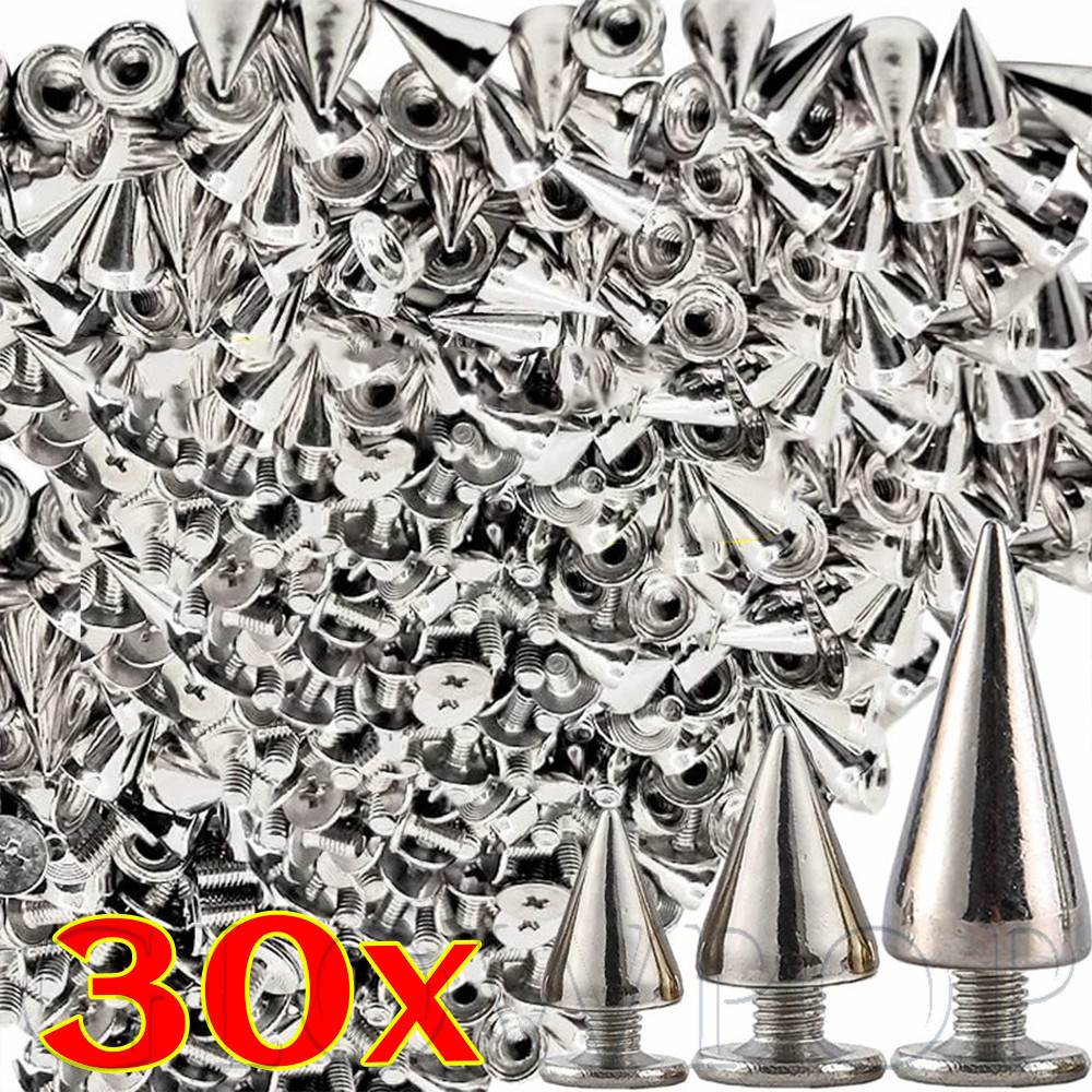 30 ชิ้น Punk Garment Rivets | 10/14/20 มม.กระดุมโลหะสีเงินสําหรับแจ็คเก็ต/กระเป๋า/รองเท้าตกแต่ง, สกรูกลับ ทําเอง หัตถกรรมอุปกรณ์ที่มีหมวกคู่