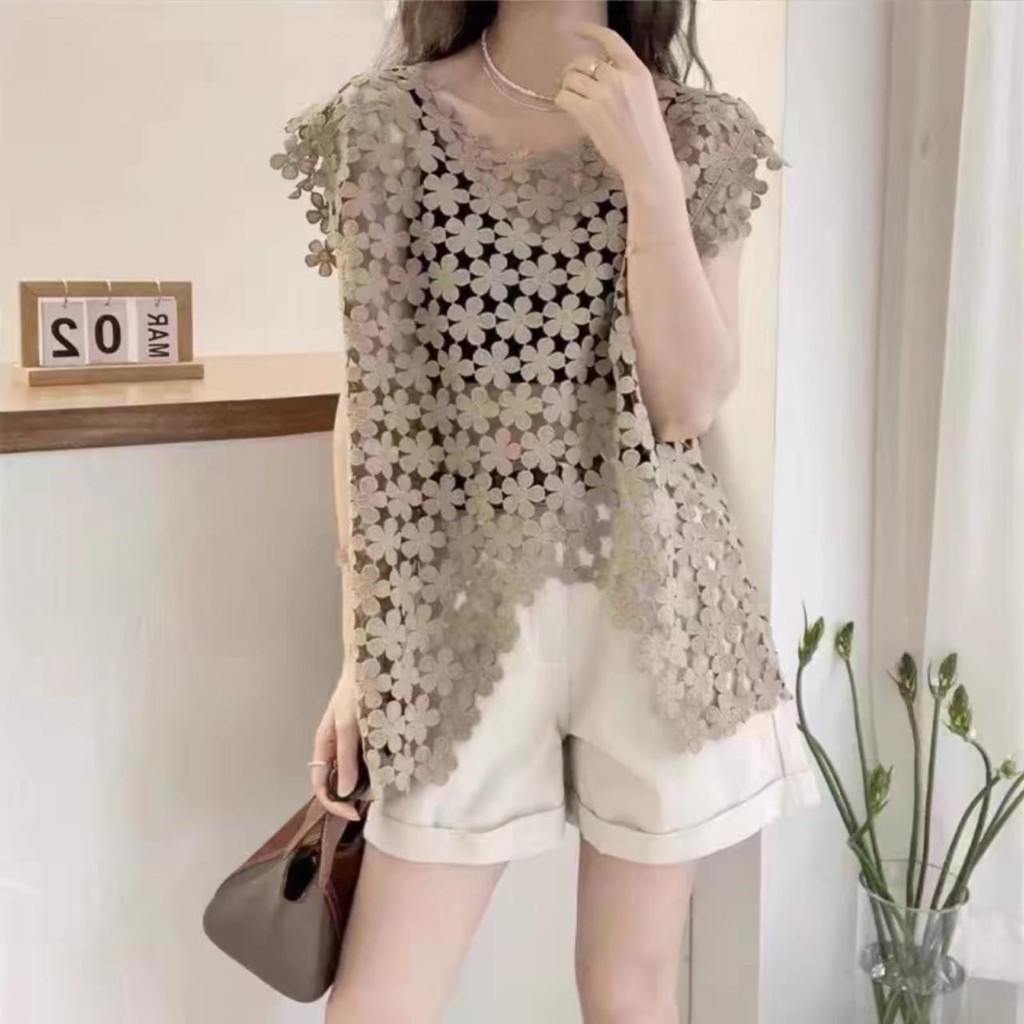 [Chairhshop] KS4194 MIOna Lace Womens Blouse Top