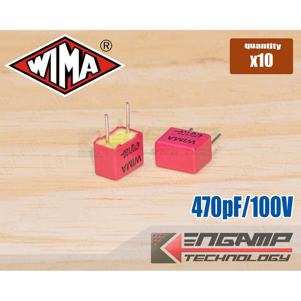 (10ตัว) [F-CAP] 470pF/100V WIMA FKP2 5% 4.5x7.2 H5.5mm P=5mm