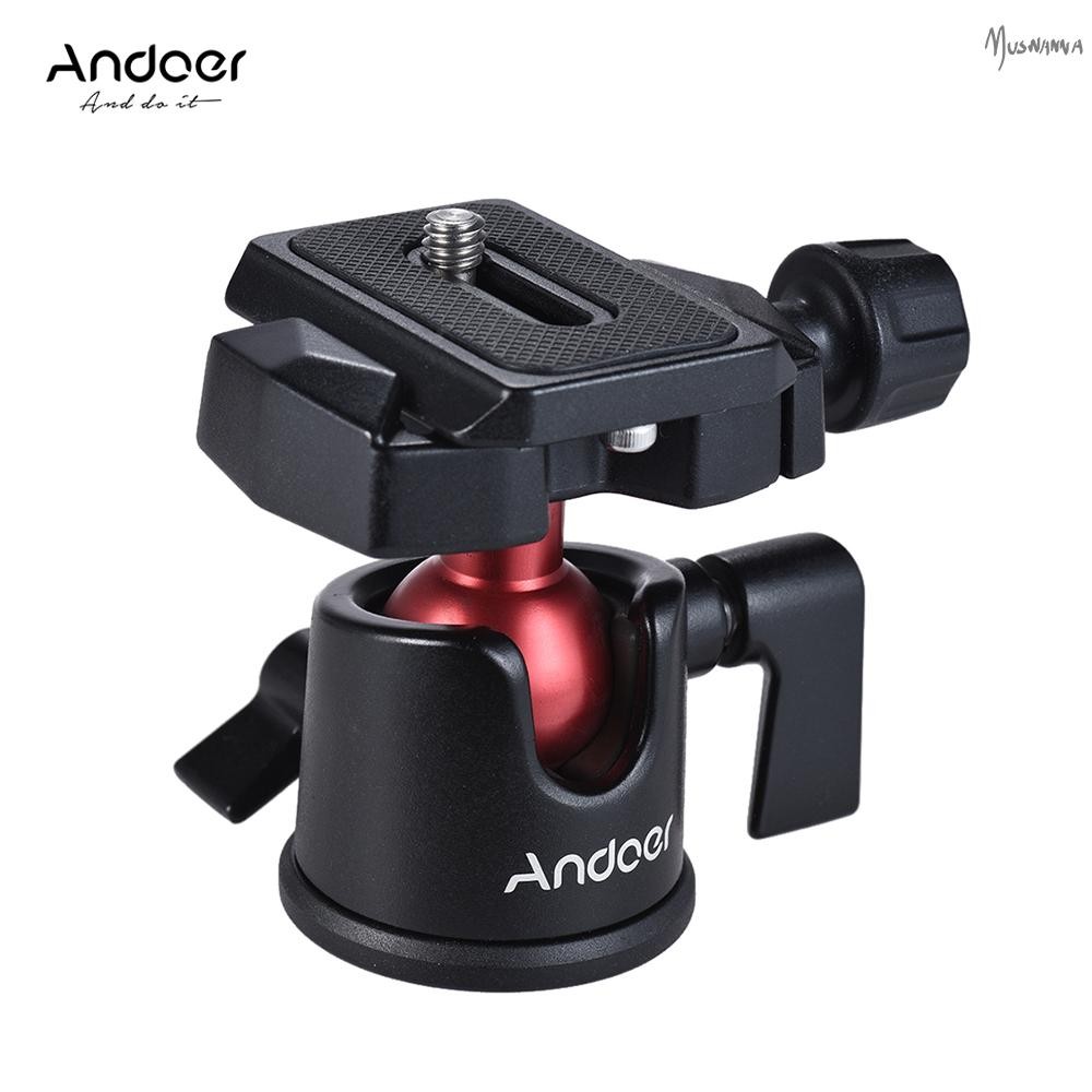 Andoer Mini Ball Head Ballhead Tabletop ขาตั้งกล้องขาตั้งอะแดปเตอร์ Panoramic หัวถ่ายภาพ Quick R การ