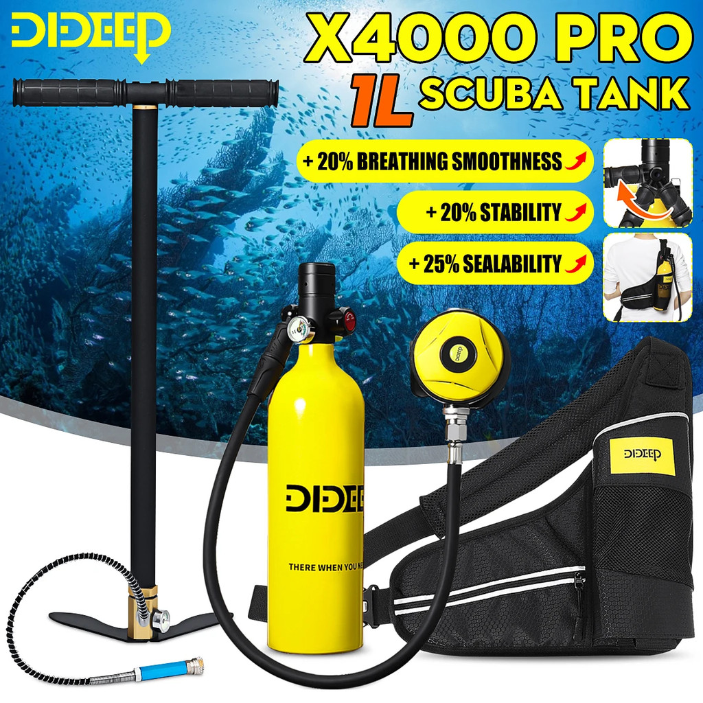 ผู้ผลิตท้องถิ่นรับประกัน แท้ DIDEEP 1L ขวดออกซิเจนดําน้ํายาวนาน20นาทีถังปอดสําหรับดําน้ํา3-5วินาทีเติมอย่างรวดเร็วอุปกรณ์ดําน้ําลึกอุปกรณ์ดําน้ําพร้อมปั๊ม pcp กระบอกดําน้ํา ชุดถังมินิ ฟรีไดวิ่ง