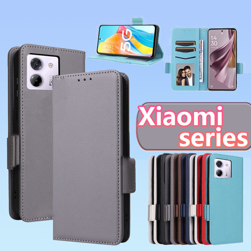 เคสโทรศัพท์สําหรับ Poco M7 Pro 5G PocoM7 M7Pro 4G 2025 Flip Casing Lychee Pattern Leather Slot Brack