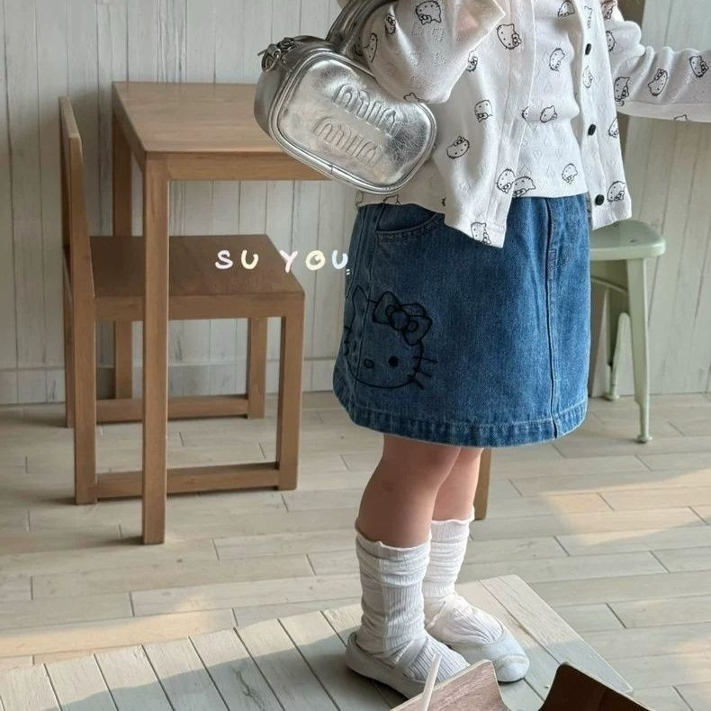ผ้ายีนส์นุ่ม~เสื้อผ้าเด็กสไตล์เกาหลีสาวฤดูร้อนรูปแบบใหม่กระโปรงทารกแฟชั่นทุกการแข่งขันเด็กหวานกระโปรงยีนส์การ์ตูน - รูปที่ 5
