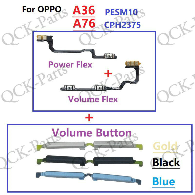 สําหรับ OPPO A36 A76 Power ON OFF Mute Switch Volume Flex สายปุ่มเปลี่ยนกุญแจ Part