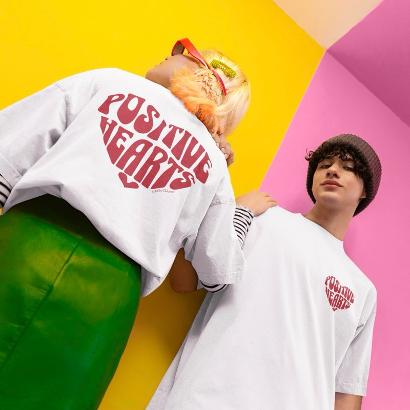 ✨พร้อมส่ง✨OLDBAY® Oversize Tees" Positive Hearts"