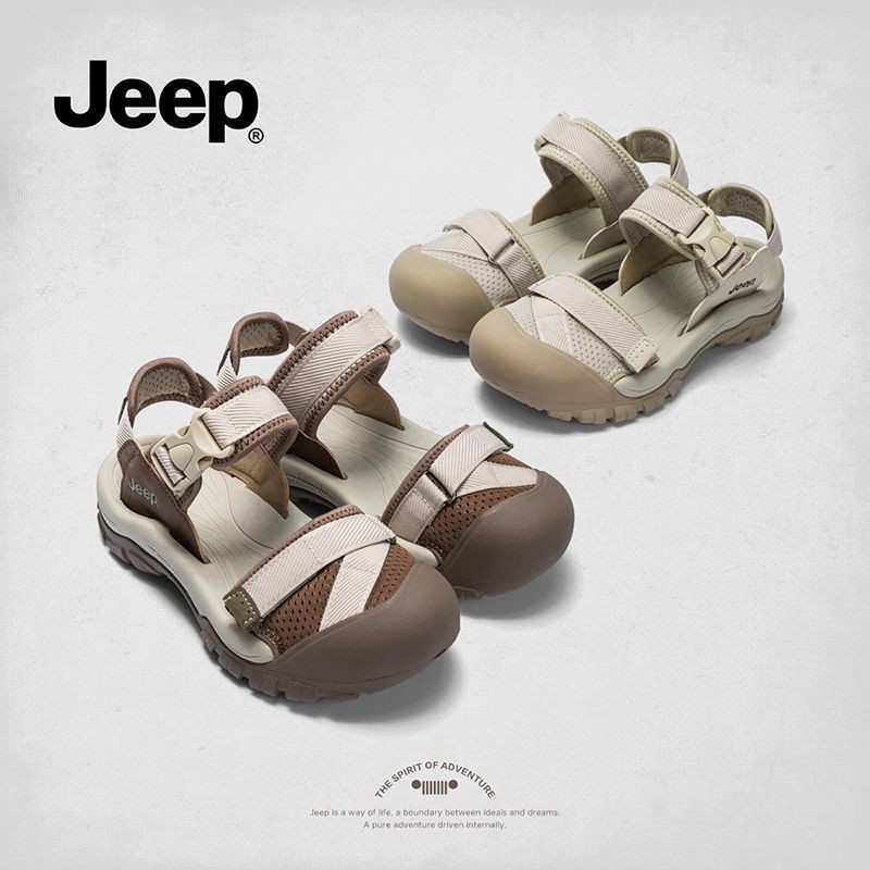 รองเท้าแตะกีฬา JEEP แท้ 100% รองเท้าแตะน้ำกันลื่นฤดูร้อน 2025 พื้นนุ่ม แบบเจาะรู สำหรับกลางแจ้ง ปิดนิ้วเท้า รองเท้าแตะชายหาดพื้นหนาสำหรับผู้หญิง