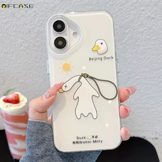 สําหรับ Honor 400 Lite Pro 300 200 100 90 สมาร์ท 80 70 60 50 X60 Pro SE GT Power Magic 8 7 6 5 4 Pro Lite เคสโทรศัพท์สีขาวตลกเป็ดจี้สีขาวโปร่งใสปลอกกรณีฝาครอบ