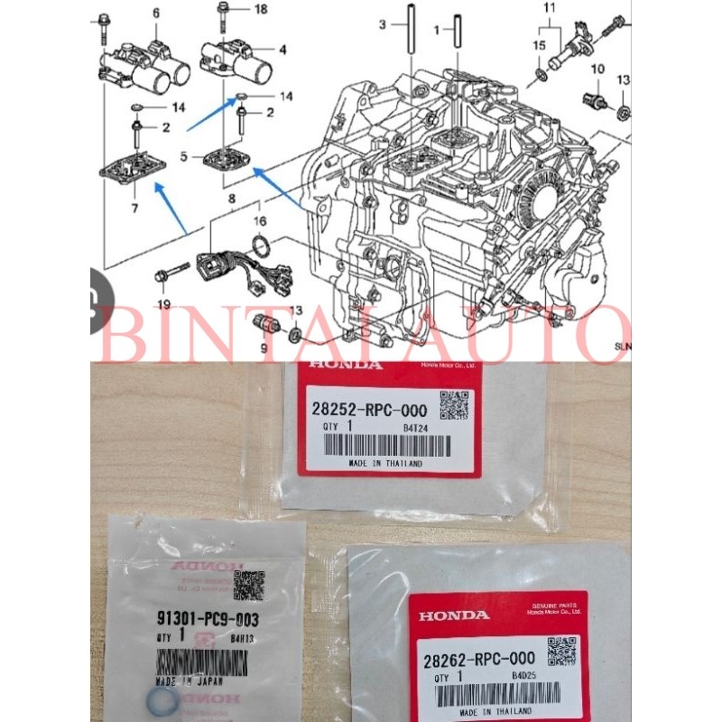 * Snb Civic Fd Solenoid Linear Packing/ O-Ring Accord, City, Crv, Jazz 28252-Rpc-000/ 28262-Rpc-000/