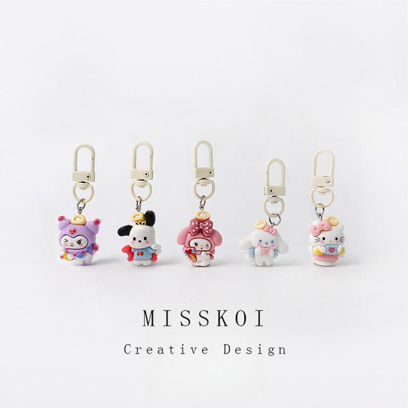 MISSKOI การ์ตูน Angel Little White Dog Series All-Match จี้เรียบง่าย