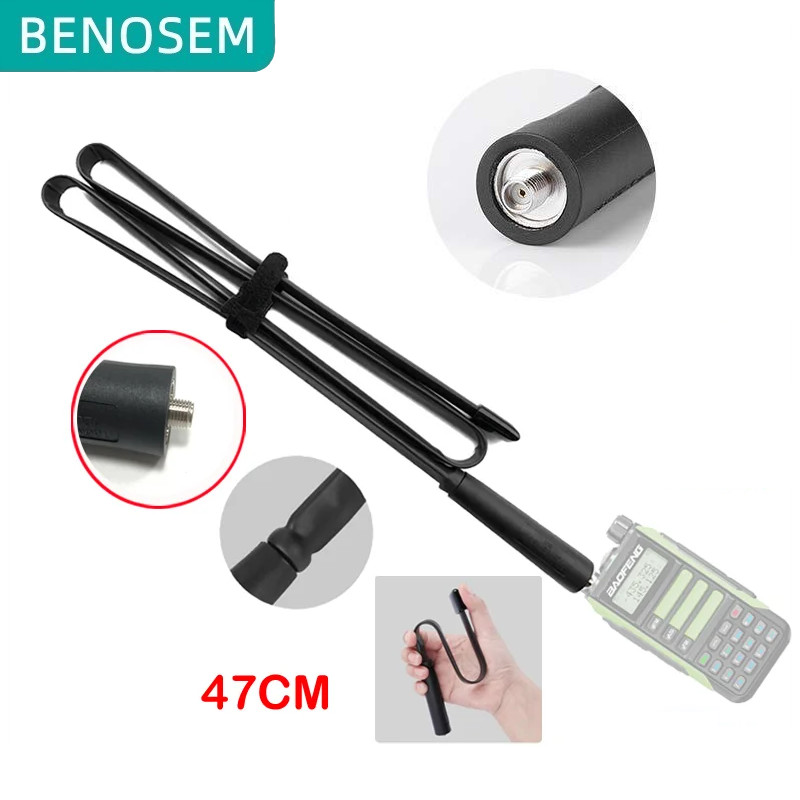BENOSEM 47 ซม.CS ยุทธวิธีเสาอากาศ Walkie Talkie พับสําหรับ UV16 UV5R UV5RM UV82 BF-888S UV10R UV9R S