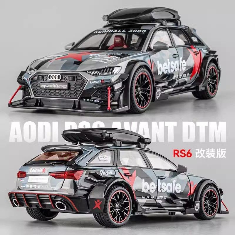 โมเดลรถแข่งเทคโนโลยีนำเข้าจากเยอรมันและญี่ปุ่น โมเดลรถ Audi RS6 ขนาดใหญ่ รุ่นดัดแปลง DTM จำลองโลหะผสม KGGY