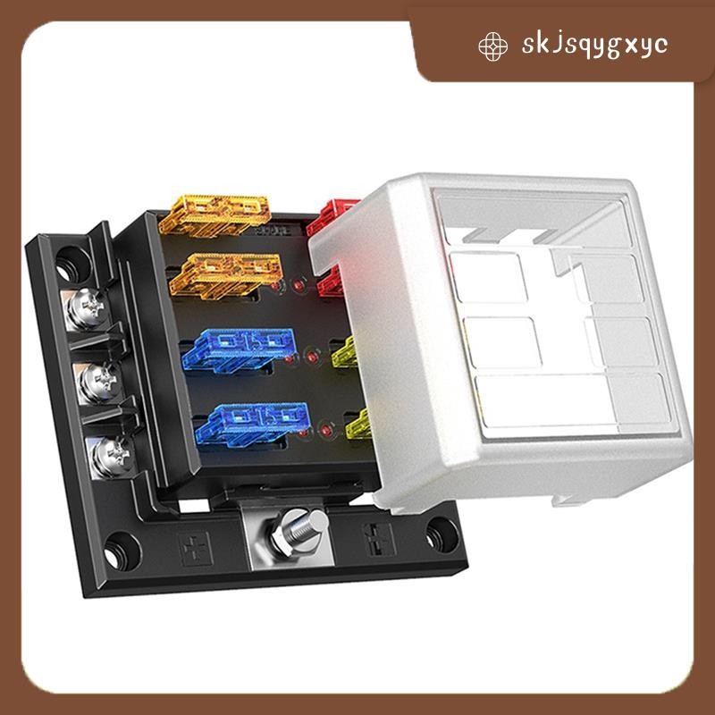 skjsqygxyc6P 100A ผู้ถือ RV ฟิวส์กล่อง- 6-Way One Input Six Output พร้อมไฟแสดงสถานะ LED