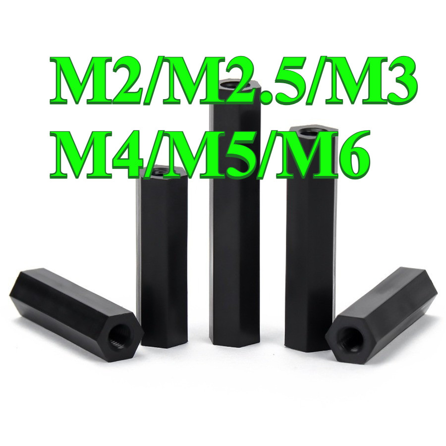 คอลัมน์ไนลอน Dual-Way สีดํา/คอลัมน์แยกเกลียวภายใน M2/M2.5/M3/M4/M5/M6 (PW-ZT-TH)