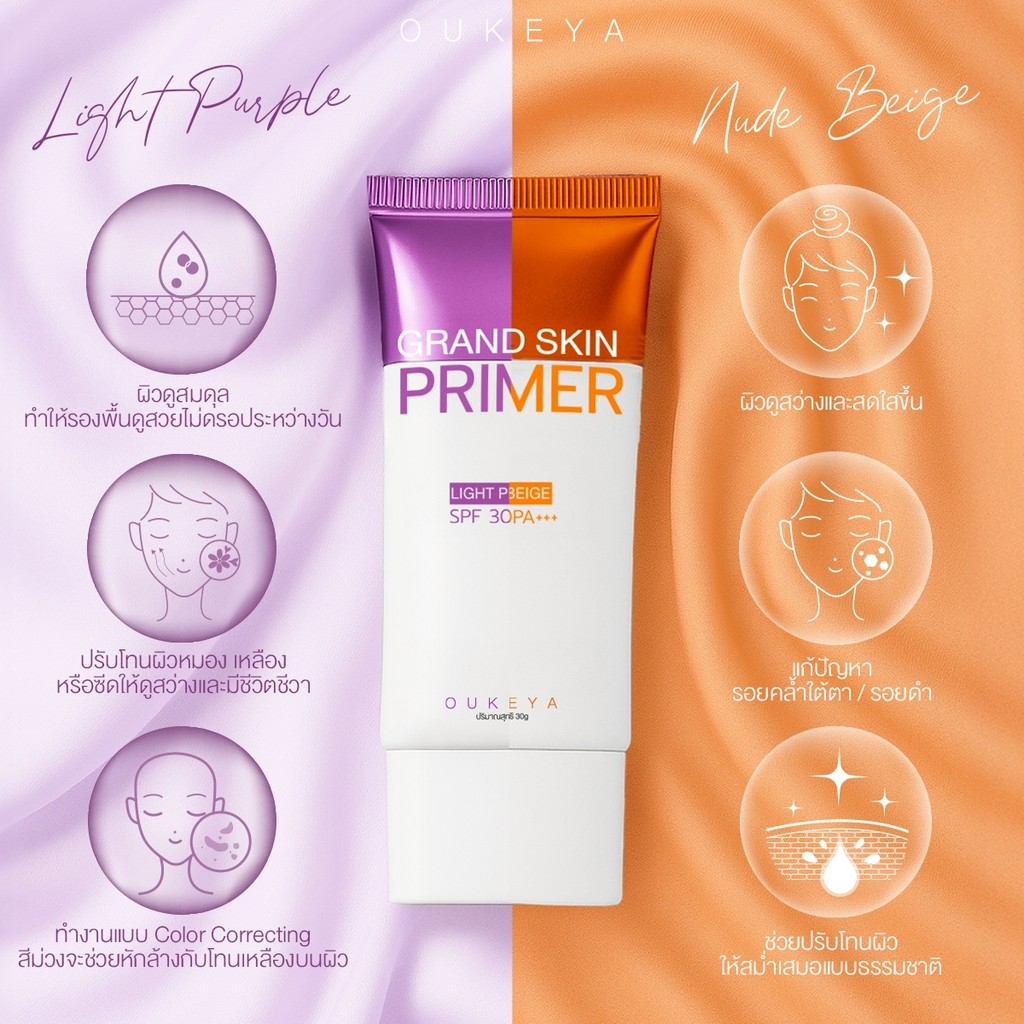 OUKEYA GRAND SKIN PRIMER SPF30 PA+++ โอกิยะ ไพรเมอร์หน้า ปรับสภาพผิวให้ดูไบร์ท กระจ่างใส เบลอรูขุมขน - 2