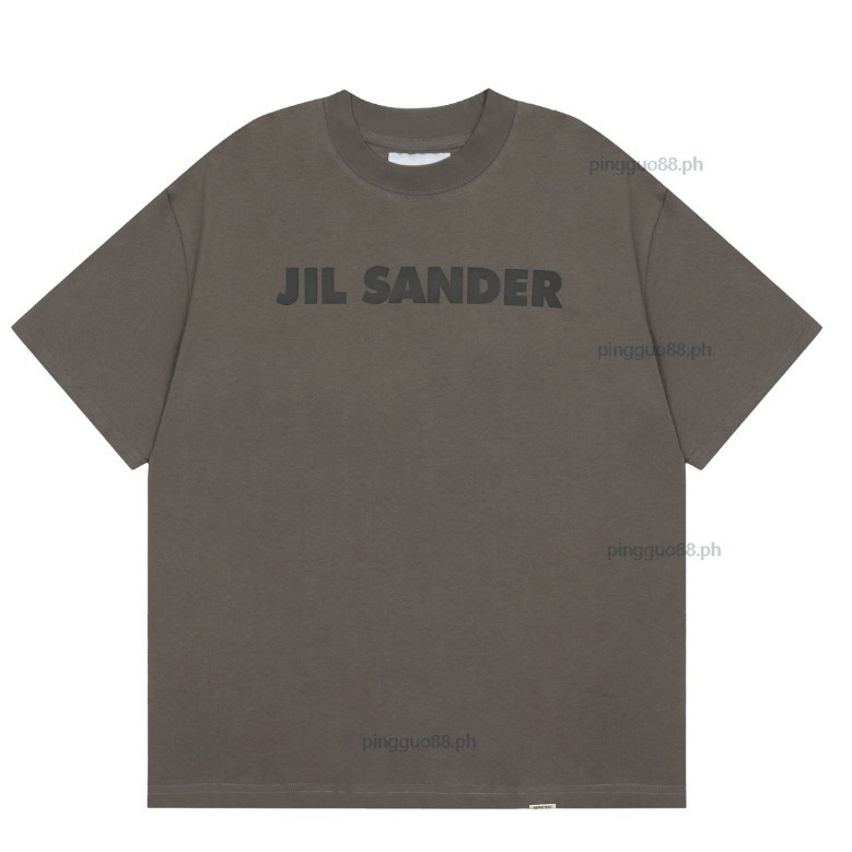 เสื้อยืดแขนสั้นพิมพ์ลายตัวอักษรถนนสูงสไตล์มินิมอล
