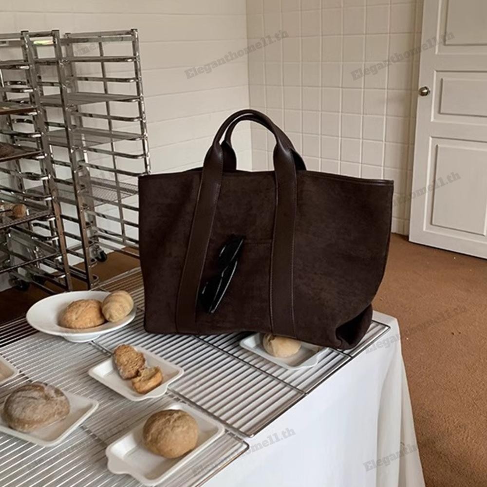 Tote Bag for Women Large Capacity Shoulder Bag Suede Vintage Commute Bag (กาแฟ)