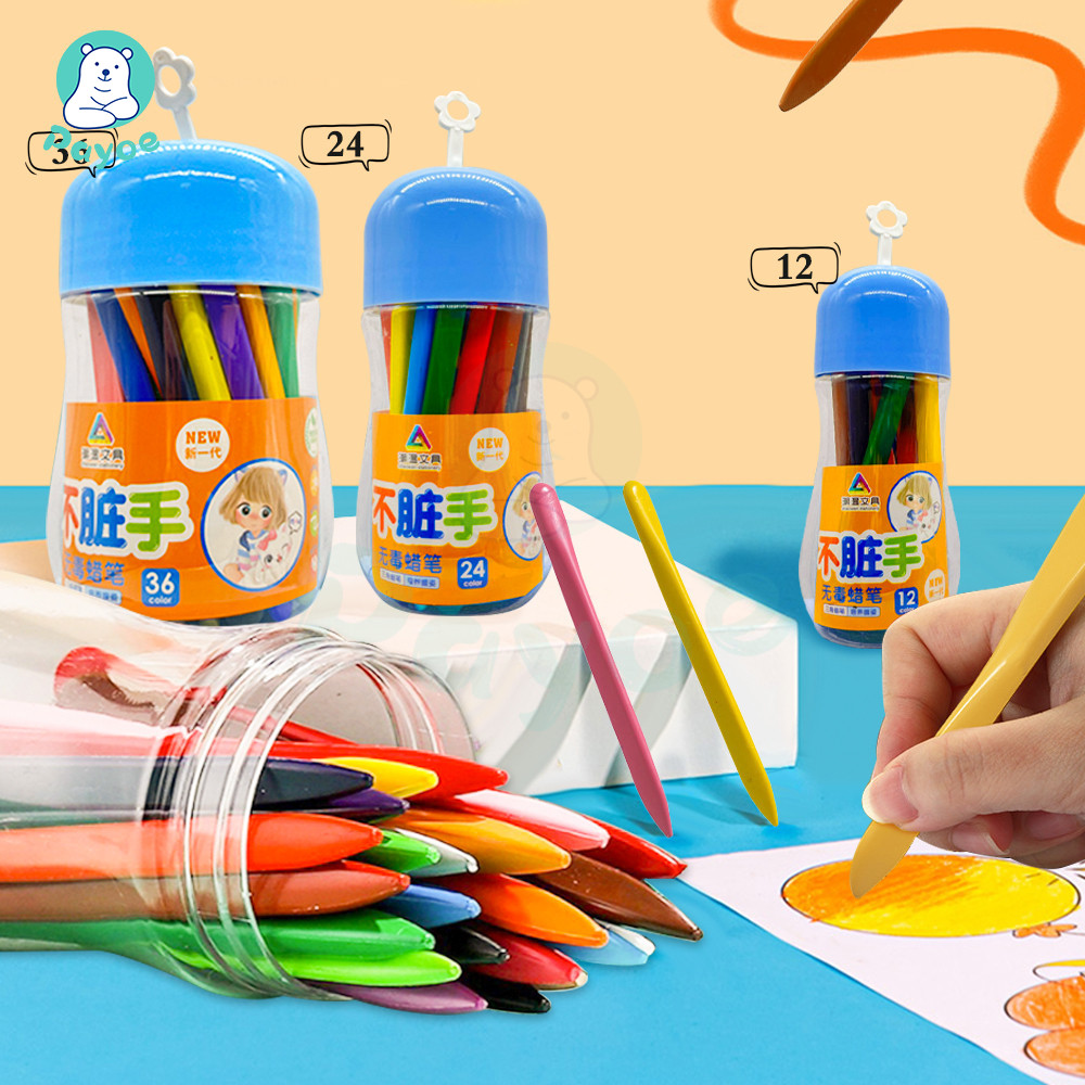 PAYOE สีเทียนปลอดสารพิษ อุปกรณ์วาดภาพที่เหมาะสำหรับเด็กสำหรับเด็ก สีเทียน เด็ก ของเล่นปริศนาเด็ก