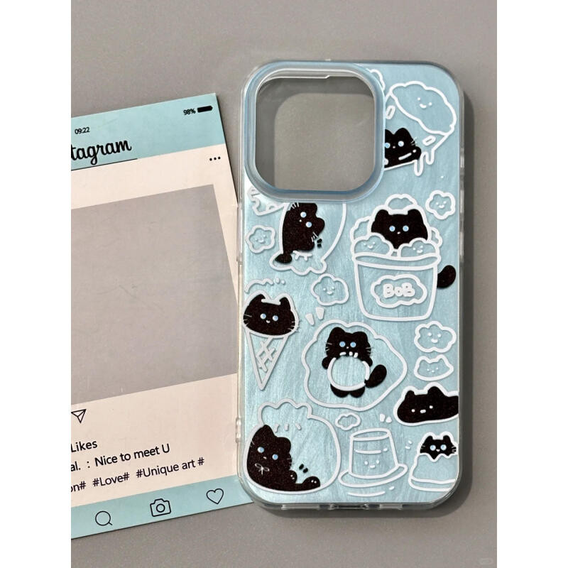 Graffiti Line Black Cat สําหรับ Apple 16promax เคสโทรศัพท์ Iphone14pro ใหม่ 13 Niche 12 สาวน่ารัก 11 ฤดูใบไม้ร่วง 15promax ซิลิโคนนุ่มกรณี