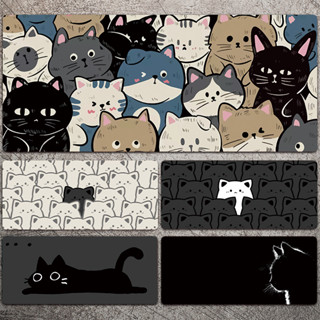 แมวแผ่นรองเมาส์ขนาดใหญ่น่ารักการ์ตูนสีดําแป้นพิมพ์แผ่นรองเมา…