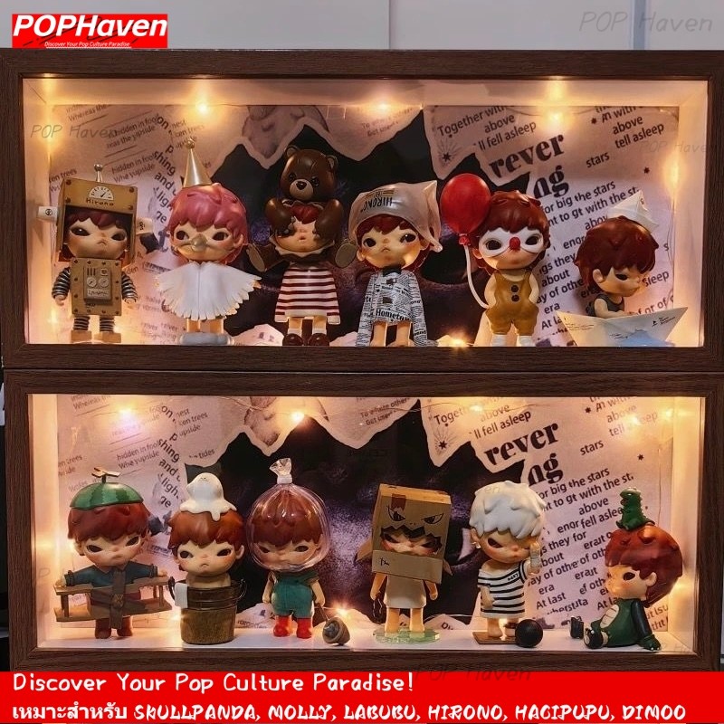 POPHaven Popmart Hirono กรอบแสดงกล่องตาบอด กล่องแสดงโปร่งใสกันฝุ่น, ที่วางติดผนังหรือเดสก์ท็อป, รวมรูปภาพพื้นหลัง