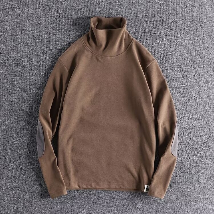 เสื้อเชิ้ตบอททอมคอเต่ากลางกํามะหยี่เยอรมันสองด้านสําหรับผู้ชาย