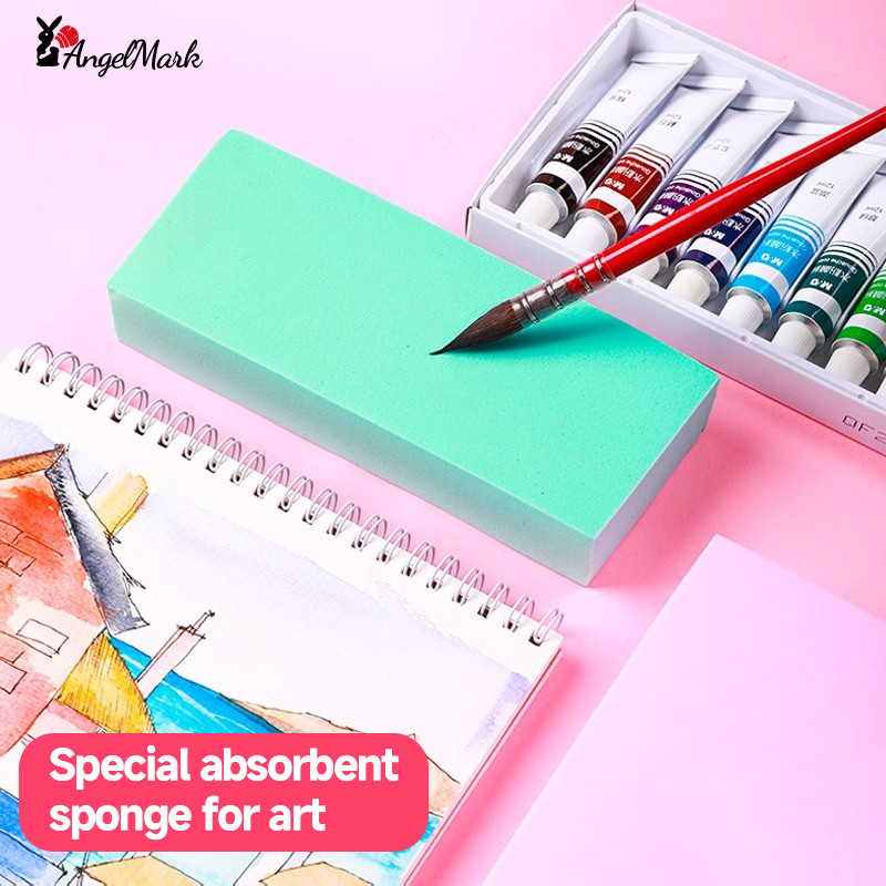 ศิลปะสีฟองน้ําดูดซับน้ําสําหรับสีน้ํา/gouache/อะคริลิค/ภาพวาดสีน้ํามันเครื่องมือทําความสะอาดอุปกรณ์ศิลปะ 1 ชิ้น ANGEL เครื่องหมาย