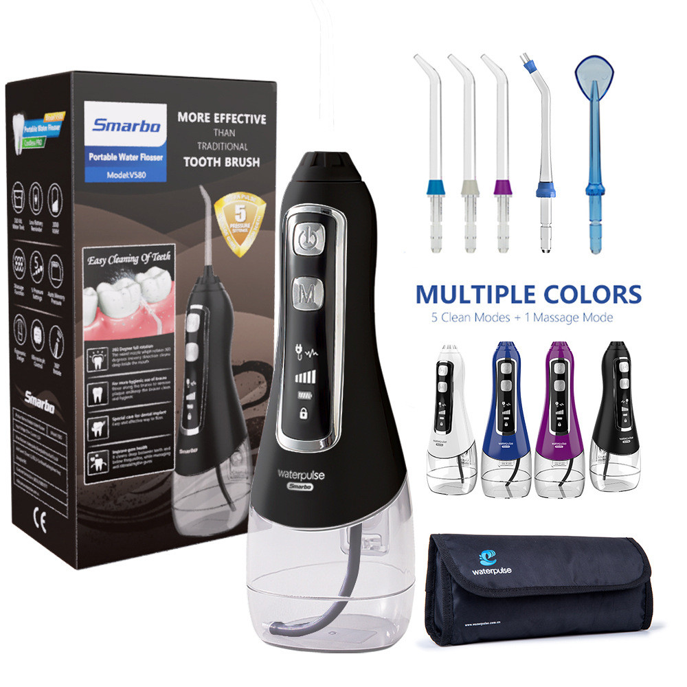 Waterpulse V580 Flosser น้ําแบบพกพา 320ML Home Water Flosser สําหรับ Braces Wearers และผู้ใหญ่