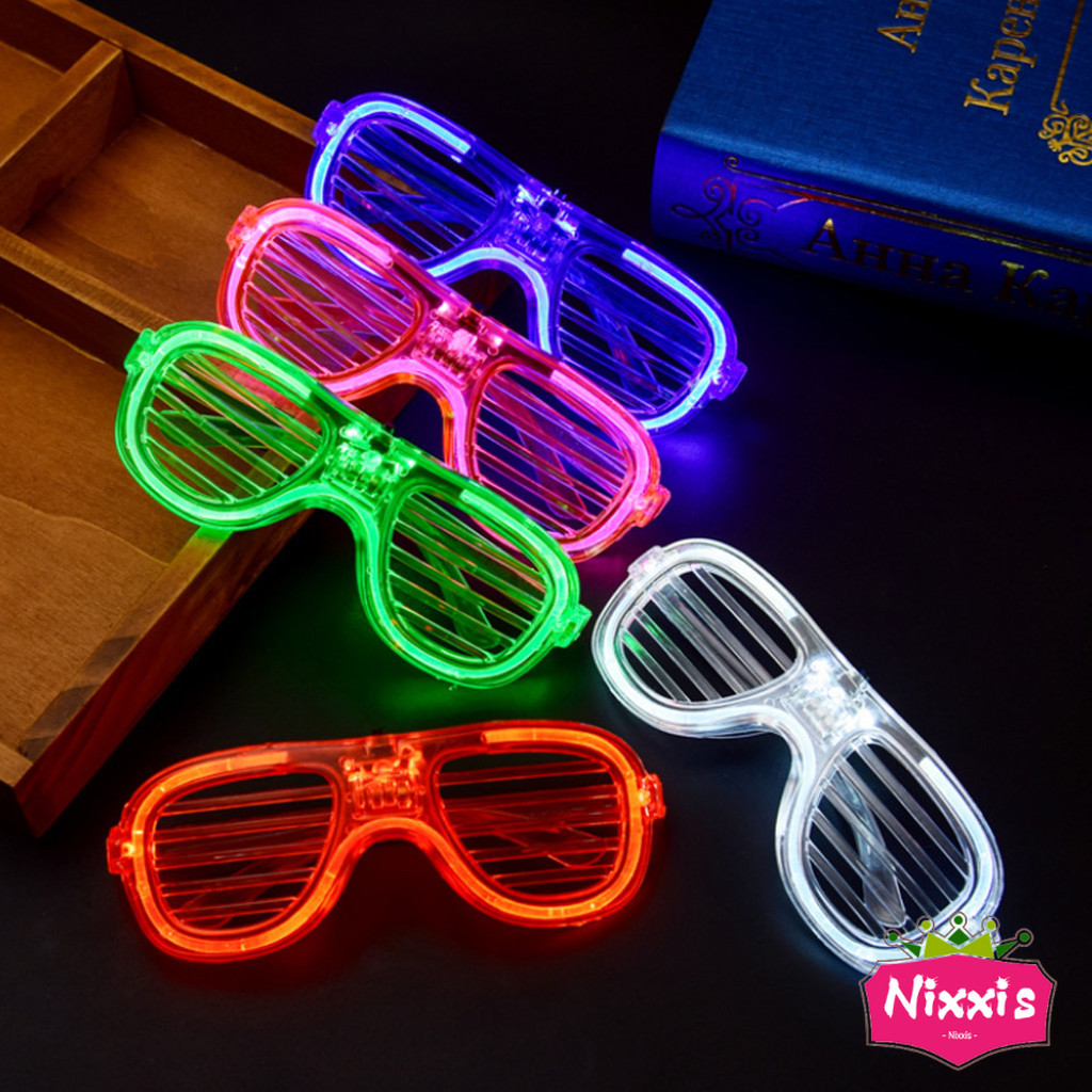 NIS แว่นตาเรืองแสง ""มีหลอดไฟ LED"" แว่นตาเรืองแสง คริสต์มาส Luminous glasses