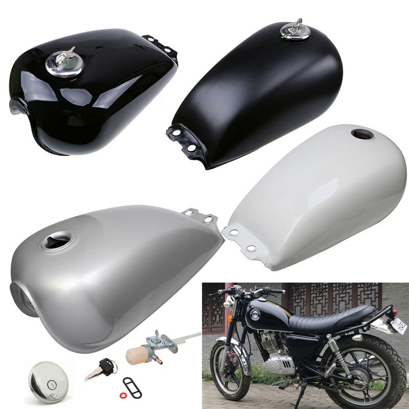 Mo9L 2.4 Gal Universal Cafe Racer Motorcycle Gas Fuel Tank Retro Vintage with Oil Tank Cap Cover For