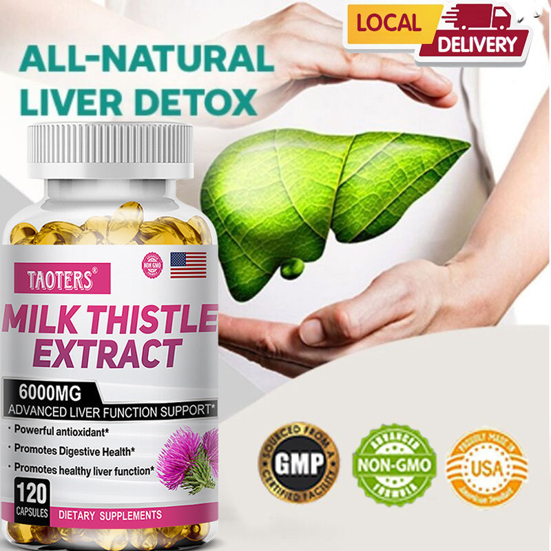 อาหารเสริมสารสกัด Milk Thistle 6000มก. อาหารเสริมตับอันทรงพลังที่ส่งเสริมการการทํางานของตับเพื่อสุขภาพ