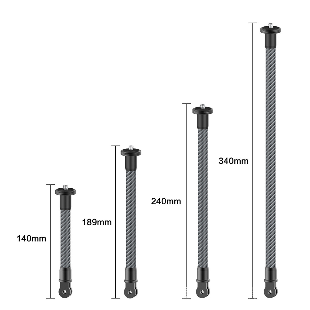 Bgning ใช้งานร่วมกับ Insta360 X4 / GoPro Hero 13 12 11 10 Action กล้องคาร์บอนไฟเบอร์ Extension Pole Stabilizer Rod Monopod สกรู 1/4