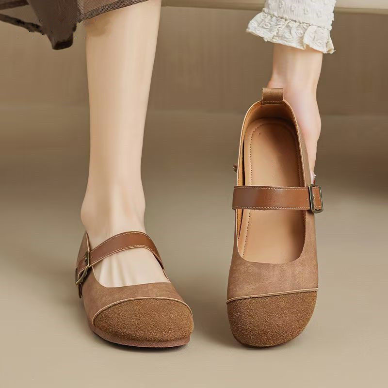 รองเท้าหนังขนาดเล็ก Soft-Soled Peas รองเท้า Anti-Slip Slip-On เวอร์ชั่นเกาหลี Baotou