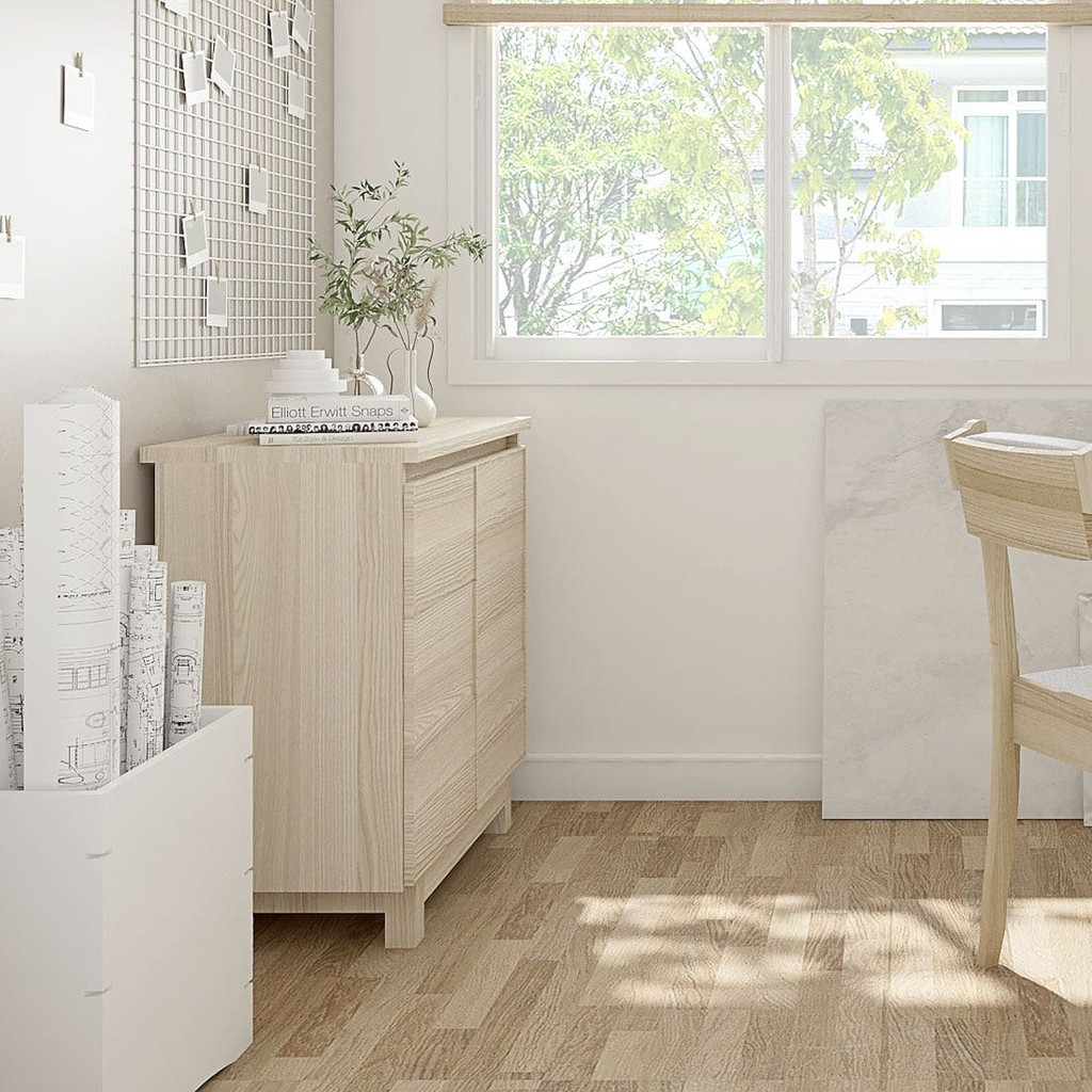 SB Design Square ตู้เตี้ย รุ่น Hakone สีไม้อ่อน (80x45x82 ซม.) แบรนด์ KONCEPT FURNITURE